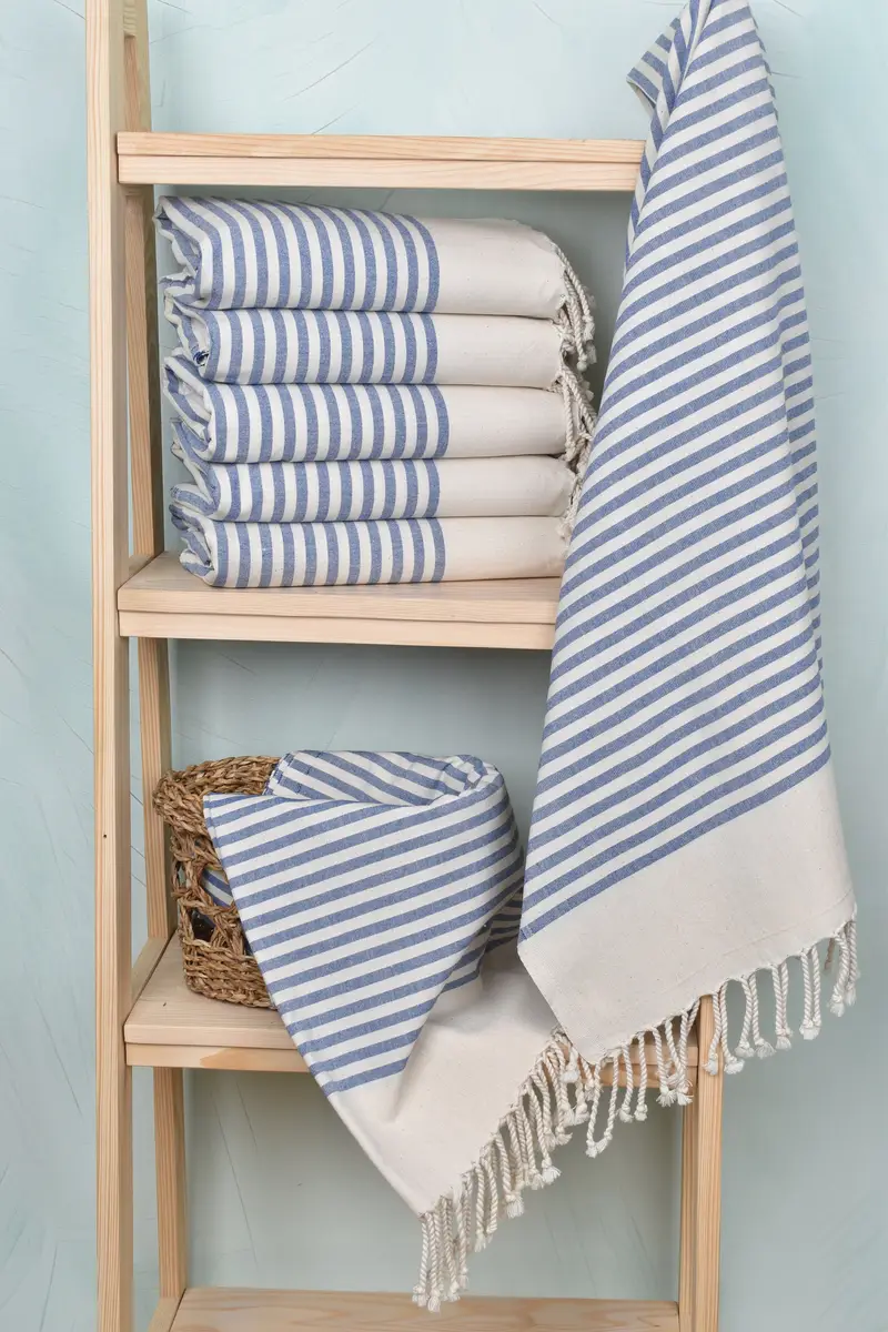 Handmade Gift, Lightweight Turkish towel, Sand-resistant towel, Girls Weekend Getaways Gifts, Best Friend Christmas Gift, 70x40 Cotton Striped Towel - 3