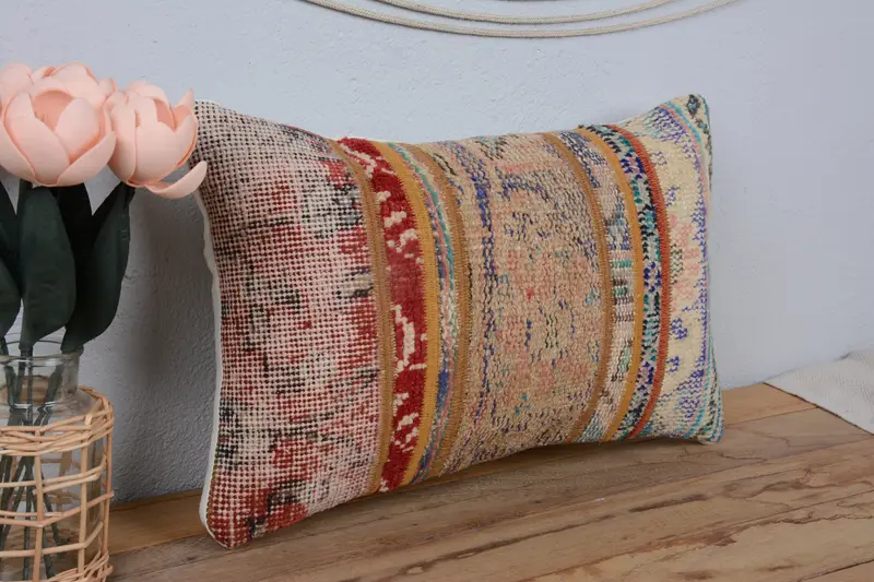 Pet Cushion Cover, Handmade Kilim Cushion, Throw Kilim Pillow, 12x20 Beige Pillow Sham, Kilim Pillow, Neutral Cushion Cover, Cushion Case - 1