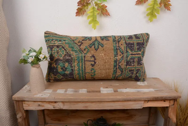 Rot & Bronze Patchwork Kissen, handgefertigtes besticktes Kissen