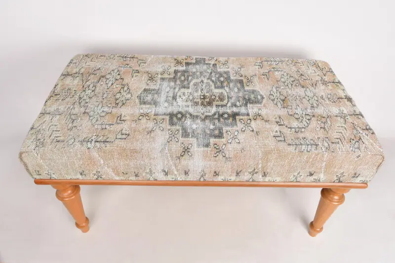 Modular Orange & Brown Kilim-Inspired Ottoman, Wool Blend Sofa Set