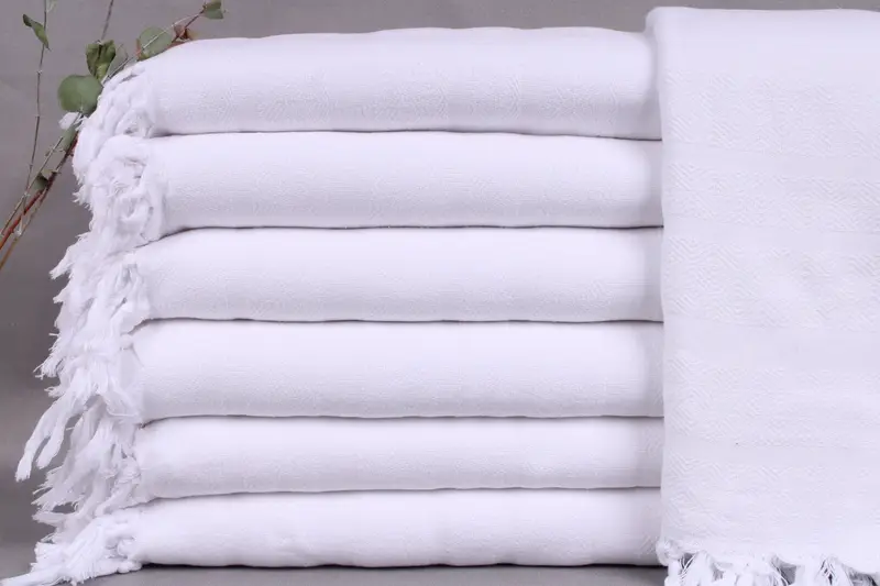 Oversized Turkish Beach Towel White, 40x71 Inches, Personalizable