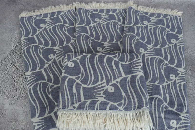 70x36 Cotton Fish Design Towel, Quick-Dry Beach Towel, Pool Towels, Spa Gift, Oversized lightweight Turkish bath towel USA, Thin towel, Gift For Her - 5