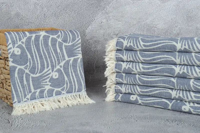 70x36 Cotton Fish Design Towel, Quick-Dry Beach Towel, Pool Towels, Spa Gift, Oversized lightweight Turkish bath towel USA, Thin towel, Gift For Her - 4