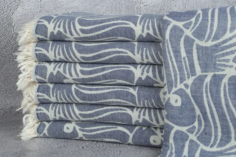 70x36 Cotton Fish Design Towel, Quick-Dry Beach Towel, Pool Towels, Spa Gift, Oversized lightweight Turkish bath towel USA, Thin towel, Gift For Her - 2