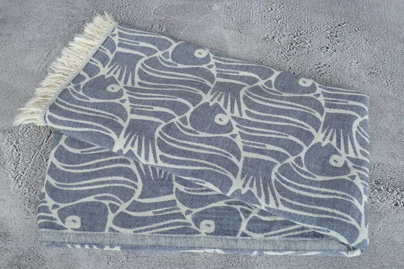 70x36 Cotton Fish Design Towel, Quick-Dry Beach Towel, Pool Towels, Spa Gift, Oversized lightweight Turkish bath towel USA, Thin towel, Gift For Her - 7