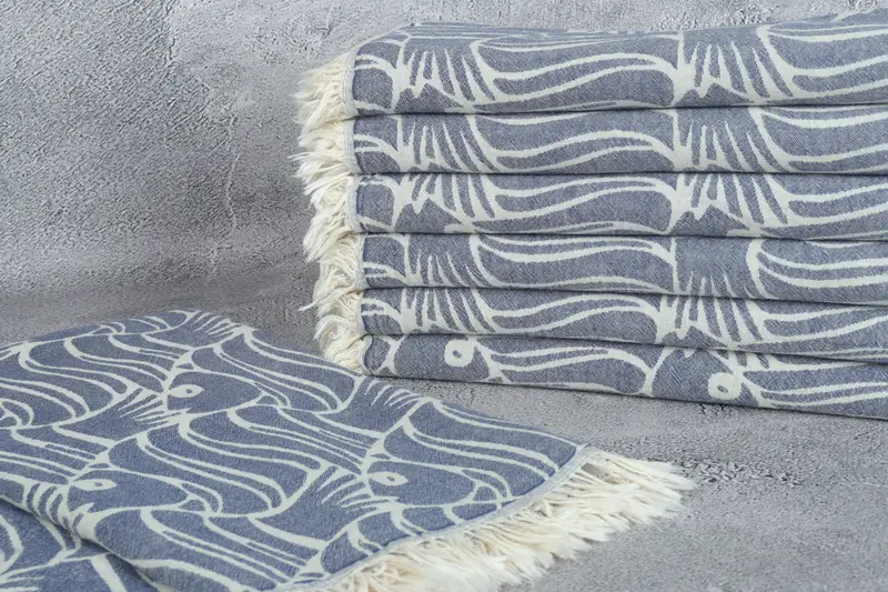 70x36 Cotton Fish Design Towel, Quick-Dry Beach Towel, Pool Towels, Spa Gift, Oversized lightweight Turkish bath towel USA, Thin towel, Gift For Her - 3