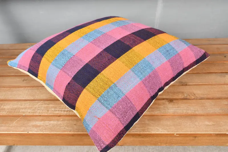 Pillow Case, Boho Pillow Sham Cover, 18x18 Pink Pillow Cover, Authentic Pillow, Turkish Pillow, Kilim Pillow, Sofa Bolster Pillow Sham - 2