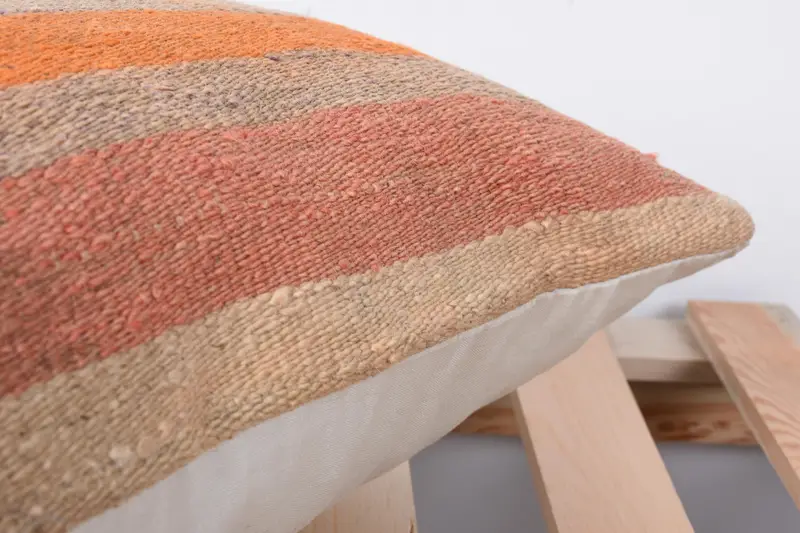 Handmade Throw Cushion Cover, Cushion Cover, Vintage Kilim Pillow, Kilim Pillow, Pillow for Couch, Pet Pillow Cover, 12x24 Orange Cushion Cover - 7