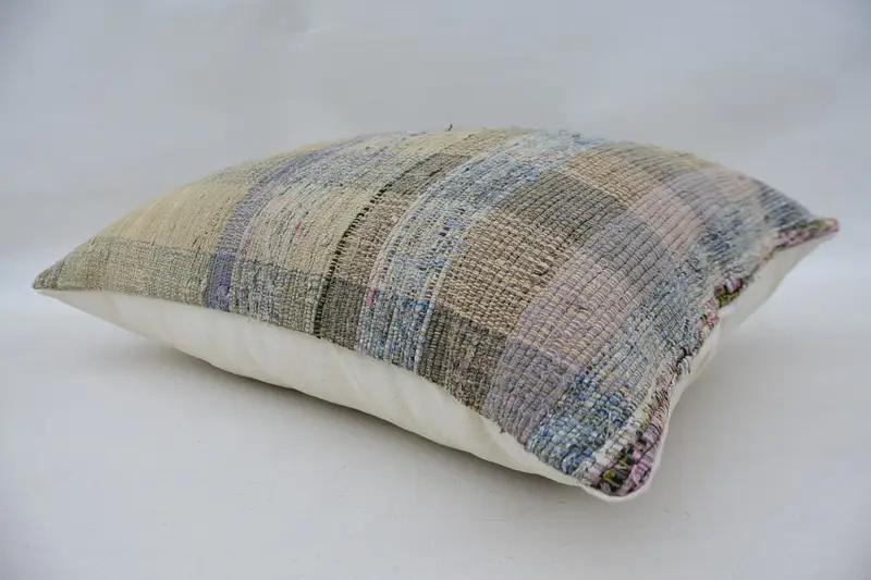 Square Throw Pillow Case, Turkish Bench Cushion, 16x24 Beige Cushion Case, Kilim Cushion Sham, Pillow for Sofa, Pillow Cover, Antique Pillows - 6