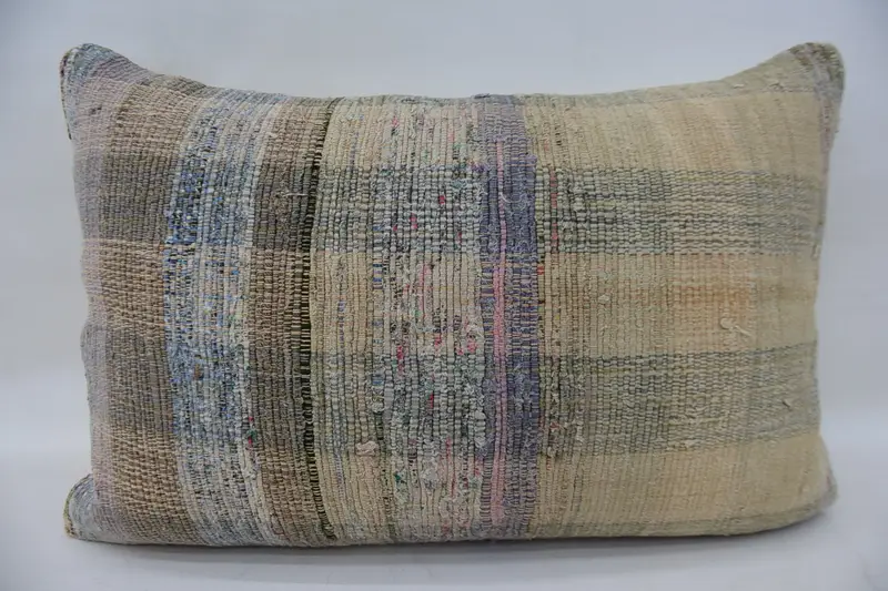Square Throw Pillow Case, Turkish Bench Cushion, 16x24 Beige Cushion Case, Kilim Cushion Sham, Pillow for Sofa, Pillow Cover, Antique Pillows - 4