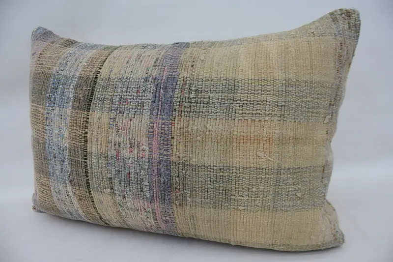 Square Throw Pillow Case, Turkish Bench Cushion, 16x24 Beige Cushion Case, Kilim Cushion Sham, Pillow for Sofa, Pillow Cover, Antique Pillows - 3