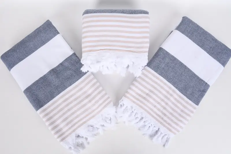 Monogram Turkish Towel, Turkish Towel Set, Spa Towel, Gift For Bride, Turkish Towel Beach, Monogram Beach Towel, 68x36 Cotton Striped Terry Towel - 6