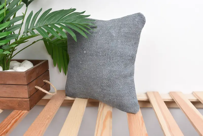 Ethnical Kilim Rug Pillow, Turkish Kilim Pillow, Customized Pillow, Gift Pillow, 12x12 Gray Pillow, Cushion Case, Aesthetic Cushion Cover - 5