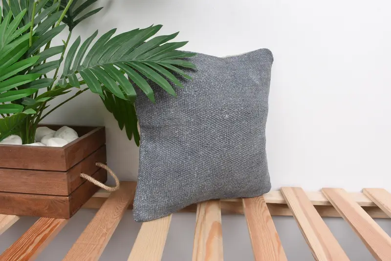 Ethnical Kilim Rug Pillow, Turkish Kilim Pillow, Customized Pillow, Gift Pillow, 12x12 Gray Pillow, Cushion Case, Aesthetic Cushion Cover - 4