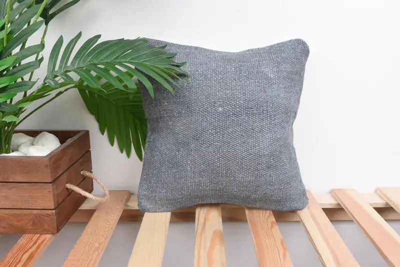 Ethnical Kilim Rug Pillow, Turkish Kilim Pillow, Customized Pillow, Gift Pillow, 12x12 Gray Pillow, Cushion Case, Aesthetic Cushion Cover - 1