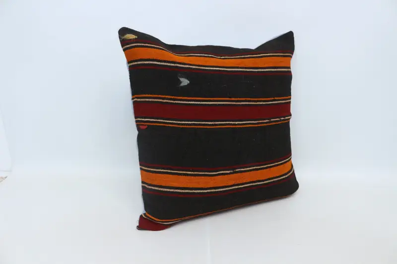 28x28 Brown Pillow, Turkish Pillow, Southwestern Pillow Cover, Handmade Kilim Cushion, Antique Pillows, Pillow Sham, Luxury Cushion - 3