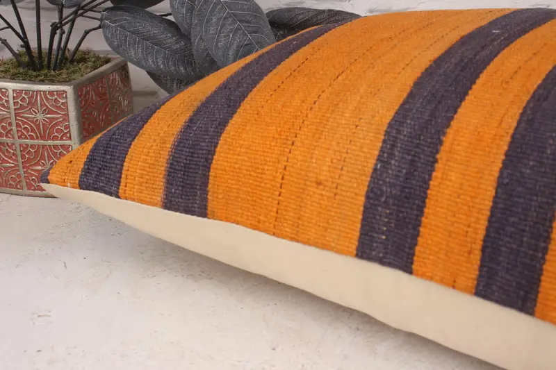 One Of A Kind Cushion, Decorative Pillow Case, Kilim Pillow Cover, Turkish Pillow, Kilim Pillow, Pillow Sham, 16x24 Orange Pillow - 6