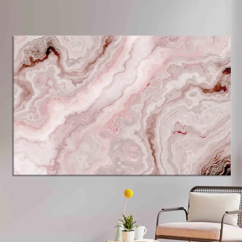 Moderne abstrakte Marmor-Leinwand: Rosa bedruckte Eleganz