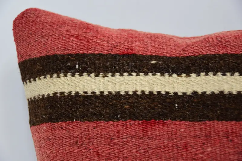 Cushion Case, Vintage Kilim Throw Pillow, Handmade Kilim Cushion, Cotton Pillow Case, 12x12 Red Pillow, Pillow for Couch - 2