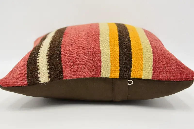 Cushion Case, Vintage Kilim Throw Pillow, Handmade Kilim Cushion, Cotton Pillow Case, 12x12 Red Pillow, Pillow for Couch - 5