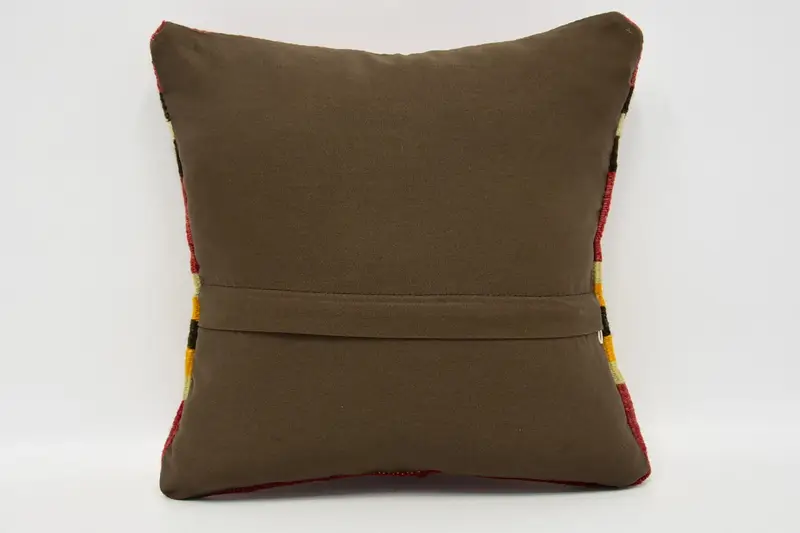 Cushion Case, Vintage Kilim Throw Pillow, Handmade Kilim Cushion, Cotton Pillow Case, 12x12 Red Pillow, Pillow for Couch - 6