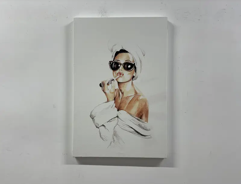 Audrey Hepburn Style Art, Audrey Hepburn Make Up Canvas Print, Audrey Poster, Hepburn Pink Lips, Pop Art Home Decor, Iconic Wall Art Canvas - 5