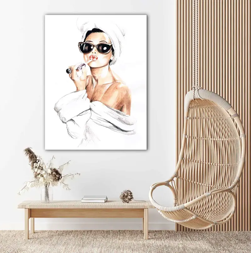 Audrey Hepburn Style Art, Audrey Hepburn Make Up Canvas Print, Audrey Poster, Hepburn Pink Lips, Pop Art Home Decor, Iconic Wall Art Canvas - 2