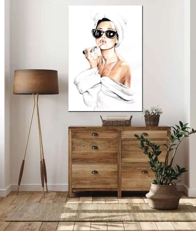 Audrey Hepburn Style Art, Audrey Hepburn Make Up Canvas Print, Audrey Poster, Hepburn Pink Lips, Pop Art Home Decor, Iconic Wall Art Canvas - 3