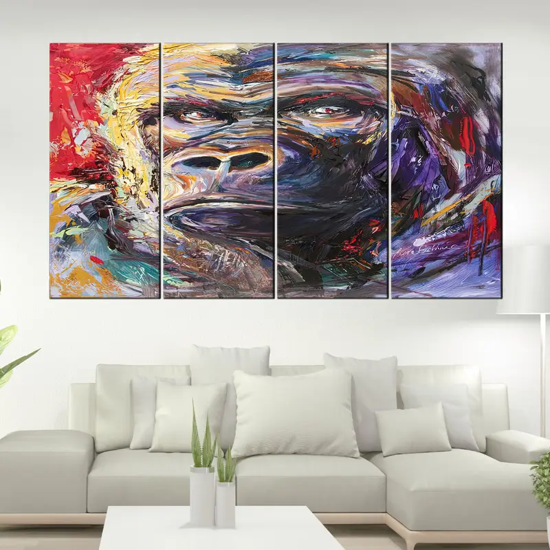 Gorilla Painting Art, Gorilla Canvas Art, Animal Wall Decor, Big Monkey Poster, Animal Print Art, Kim Guthrie Painting, Gorilla Wall Art - 1