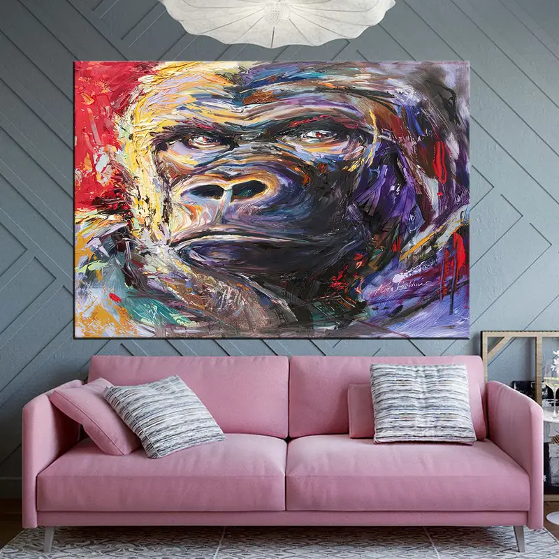 Gorilla Painting Art, Gorilla Canvas Art, Animal Wall Decor, Big Monkey Poster, Animal Print Art, Kim Guthrie Painting, Gorilla Wall Art - 3