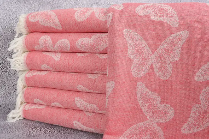 Personalized Beach Towel, Turkish Towel Bulk, Fouta towel, Unique Gift, 68x36 Cotton Butterfly Pattern Towel, Bachelor Bachelorette Party Favors - 2