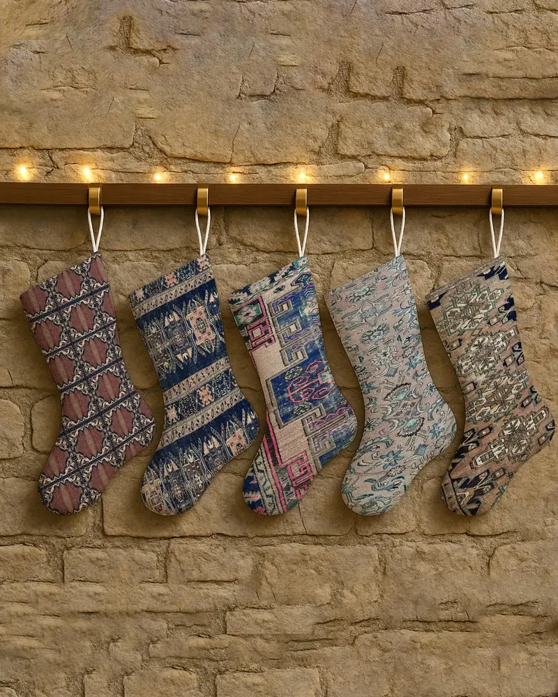 Festive Christmas Ornaments Pattern, 30 Inch Cotton Stocking