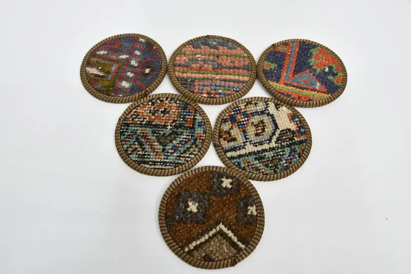 Bohem Yuvarlak Pad Bardak Altlıkları, Kahverengi ve Bronz Bardak Altlıkları