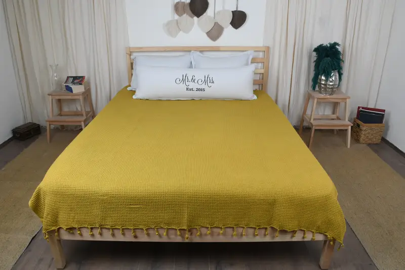 92x68 Cotton Waffle Towel, Turkish Blanket, Custom Wedding Gift From Bridesmaid, Bridesmaid Gifts, King Size Bedspread, Custom Wedding Gifts - 7