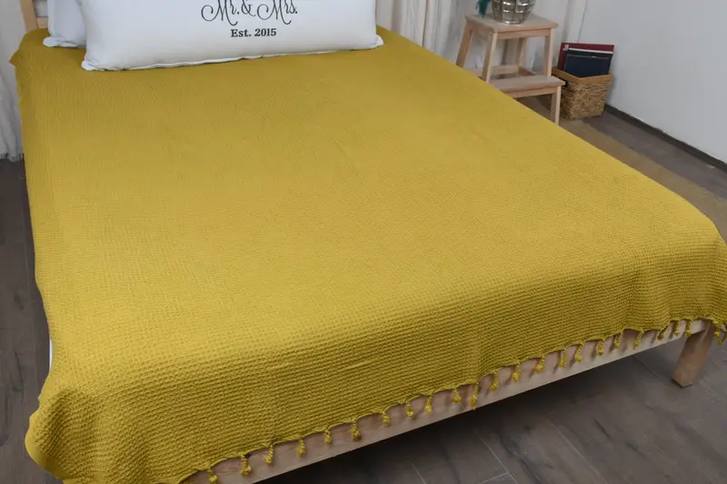 92x68 Cotton Waffle Towel, Turkish Blanket, Custom Wedding Gift From Bridesmaid, Bridesmaid Gifts, King Size Bedspread, Custom Wedding Gifts - 8