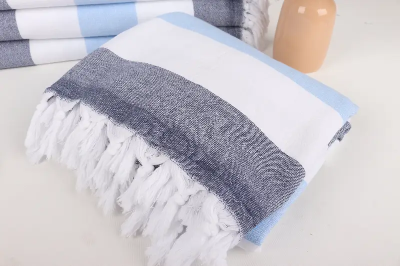 Bachelorette Gifts, Sand-resistant towel, 64x36 Cotton Striped Terry Towel, Handmade Turkish hammam towel, Personalized Gift For Him, Handmade Gift - 5
