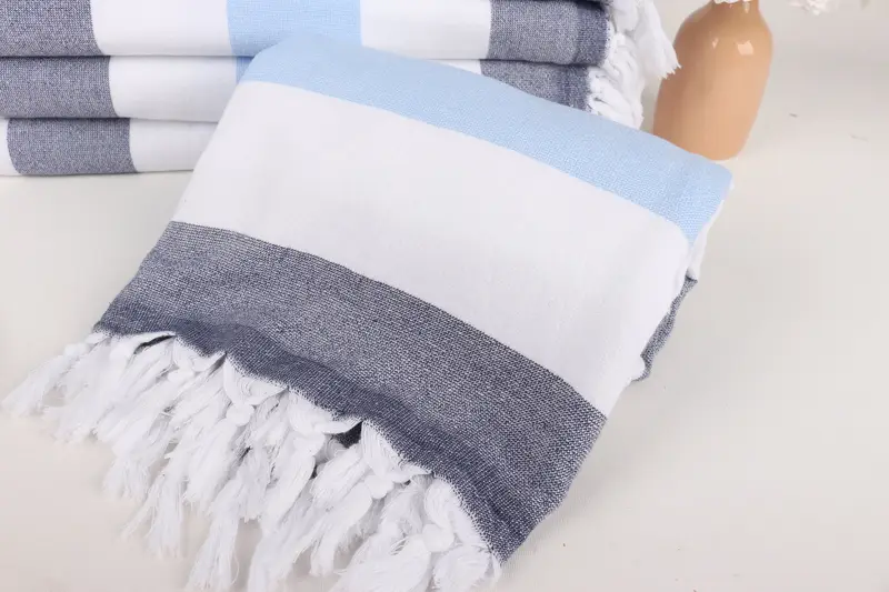 Bachelorette Gifts, Sand-resistant towel, 64x36 Cotton Striped Terry Towel, Handmade Turkish hammam towel, Personalized Gift For Him, Handmade Gift - 4