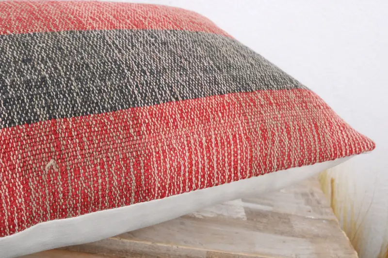 Bohemian Cushion Pillow Case, Pillow, Vintage Kilim Pillow, 12x20 Red Pillow Cover, Kilim Cushion Sham, Throw Kilim Pillow, Comfy Throw Pillow Case - 6