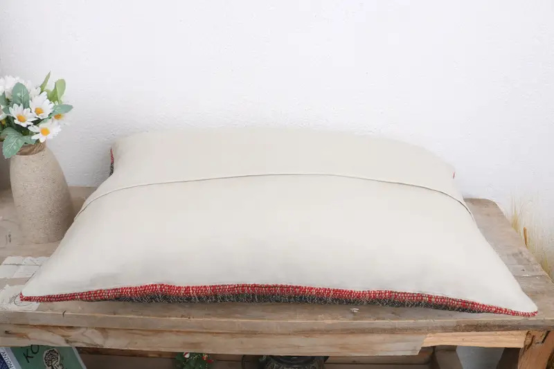 Bohemian Cushion Pillow Case, Pillow, Vintage Kilim Pillow, 12x20 Red Pillow Cover, Kilim Cushion Sham, Throw Kilim Pillow, Comfy Throw Pillow Case - 7