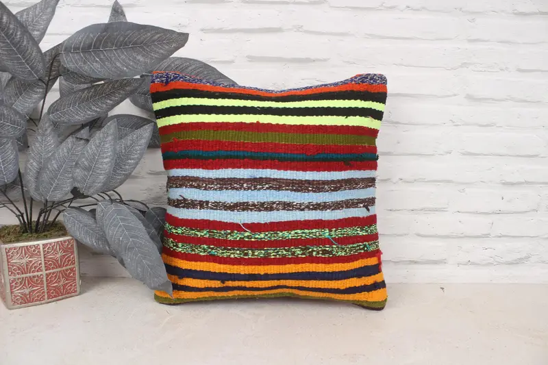 Handmade Kilim Cushion, Kilim Pillow Cover, 16x16 Red Cushion Cover, Retro Cushion Case, Pillow, Kilim Cushion Sham, Chair Pillow - 1