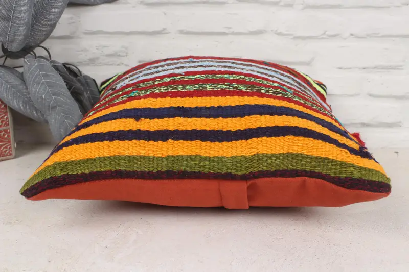 Handmade Kilim Cushion, Kilim Pillow Cover, 16x16 Red Cushion Cover, Retro Cushion Case, Pillow, Kilim Cushion Sham, Chair Pillow - 5