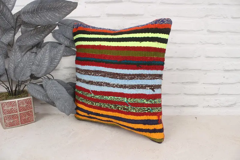 Handmade Kilim Cushion, Kilim Pillow Cover, 16x16 Red Cushion Cover, Retro Cushion Case, Pillow, Kilim Cushion Sham, Chair Pillow - 4