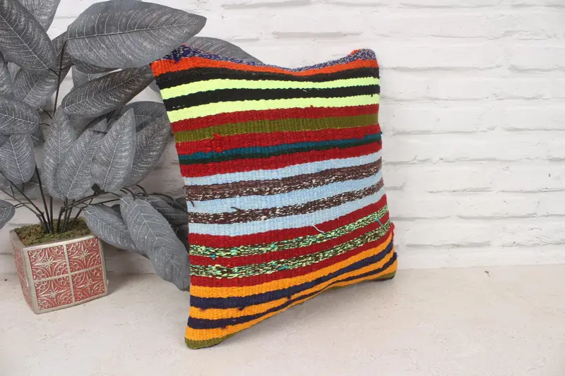 Handmade Kilim Cushion, Kilim Pillow Cover, 16x16 Red Cushion Cover, Retro Cushion Case, Pillow, Kilim Cushion Sham, Chair Pillow - 3