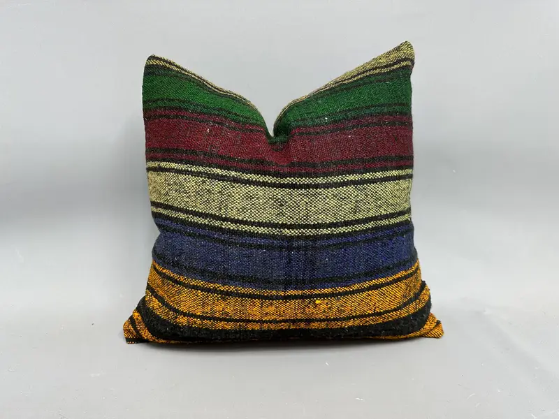 Gift Pillow, 20x20 Green Pillow Cover, Boho Pillow Sham Cover, Pillow Sham, Vintage Kilim Throw Pillow, Traditional Pillow Case - 1