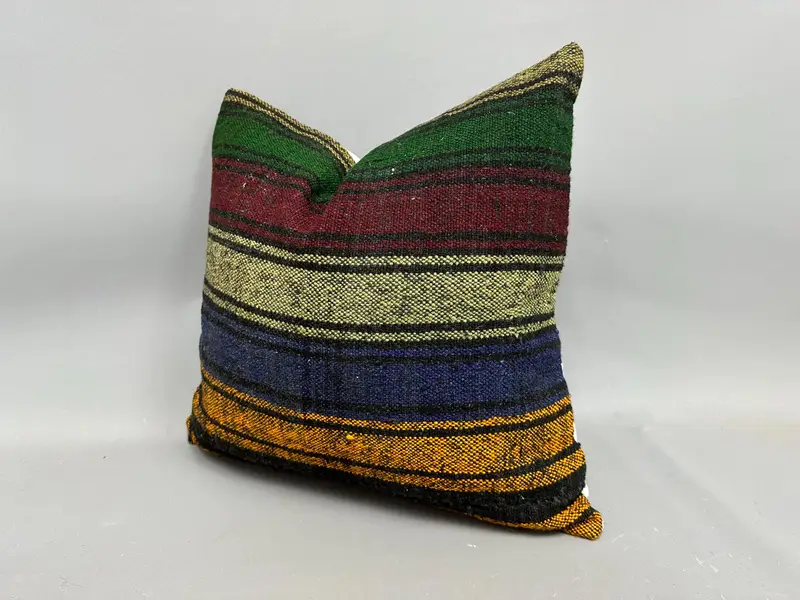 Gift Pillow, 20x20 Green Pillow Cover, Boho Pillow Sham Cover, Pillow Sham, Vintage Kilim Throw Pillow, Traditional Pillow Case - 3