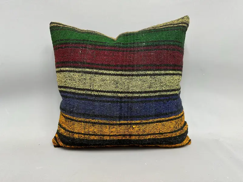 Gift Pillow, 20x20 Green Pillow Cover, Boho Pillow Sham Cover, Pillow Sham, Vintage Kilim Throw Pillow, Traditional Pillow Case - 4