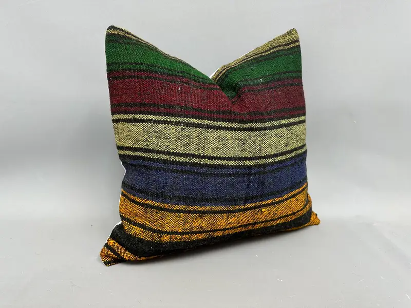 Gift Pillow, 20x20 Green Pillow Cover, Boho Pillow Sham Cover, Pillow Sham, Vintage Kilim Throw Pillow, Traditional Pillow Case - 2