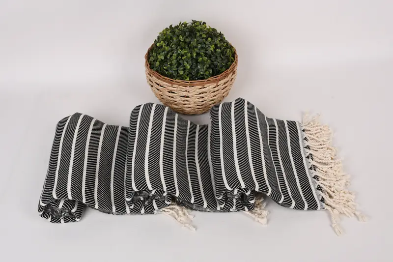 Fouta towel, Wedding Gift, Welcome Wedding Gift, Family Gift Basket, Beach towel, Personalized Turkish Beach Towel, 70x40 Bamboo Striped Towel - 8
