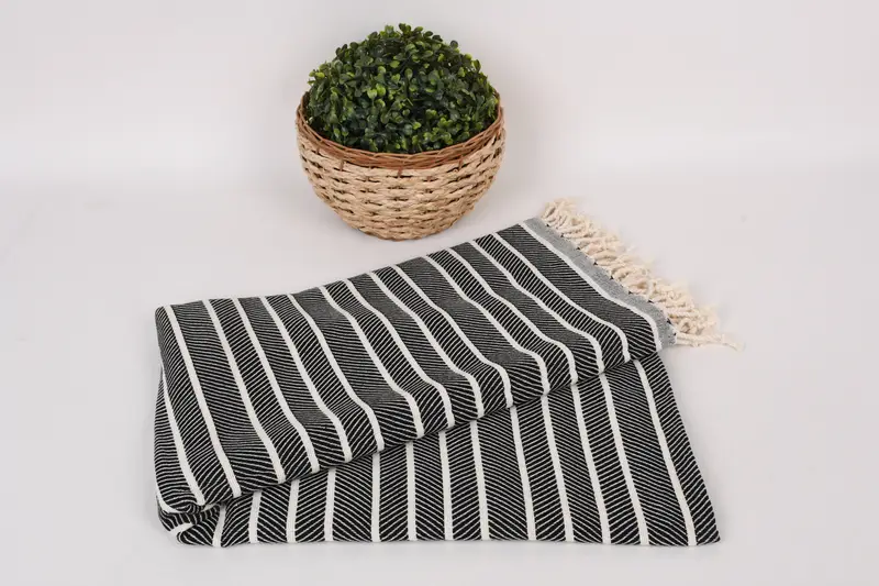 Fouta towel, Wedding Gift, Welcome Wedding Gift, Family Gift Basket, Beach towel, Personalized Turkish Beach Towel, 70x40 Bamboo Striped Towel - 4