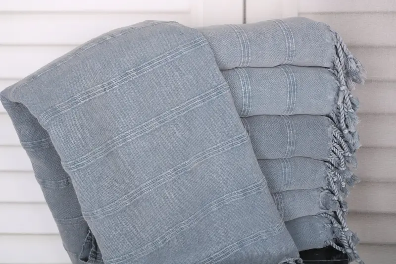 Beach Towel Dark Gray Cotton Towel, Stonewashed, 40x71 Inches